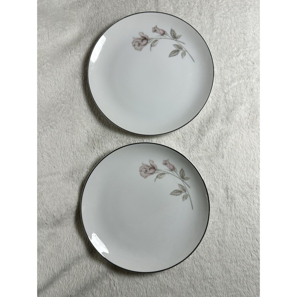 Set of 2 Rose China Montrose 3413 Salad Dessert Plates Pink Rose Japan 7.5”